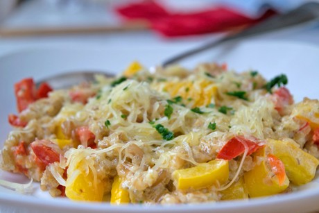 Schmackhafte Paprika-Grünkern-Pfanne