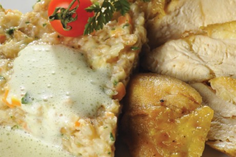 Gersten Risotto mit gebratener Hühnerbrust