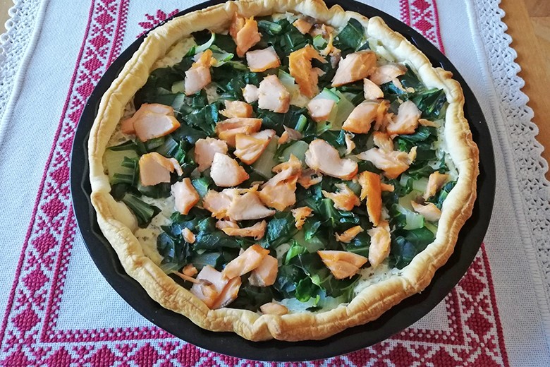 Tarte mit Lachs und Mangold