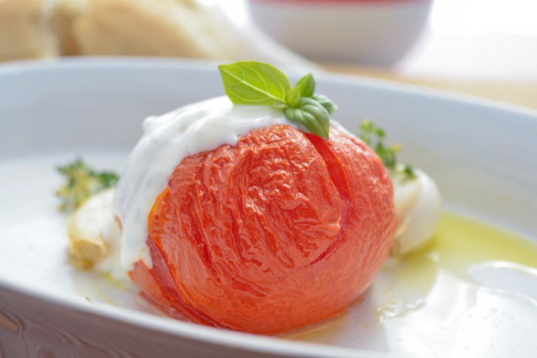 Schnelle Knoblauchcreme-Tomaten