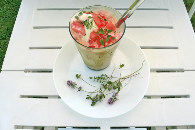 Melonen-Smoothie mit Vanilleeis