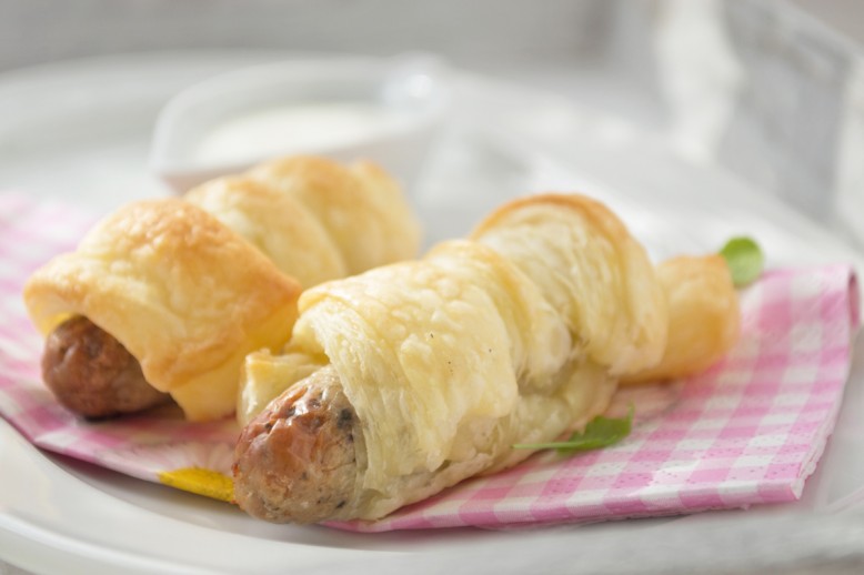 Eingepackte Bratwürstl