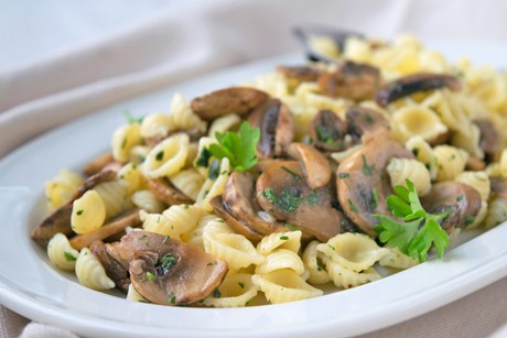 Muschelnudeln mit Champignons