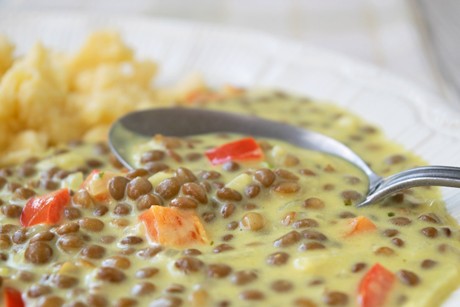 Linsen mit Curry
