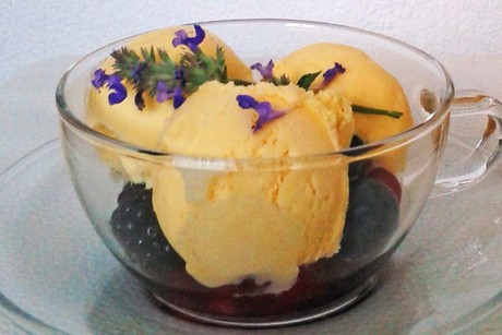 Blütenzauber auf Vanilleeis
