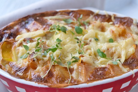 Kürbis-Kartoffel Gratin