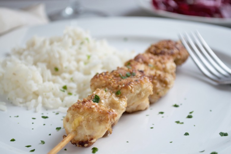 Sesam-Puten-Spieße