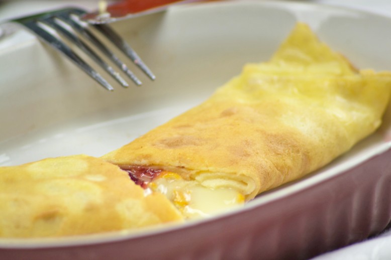 Camembert Crepes mit Preiselbeeren