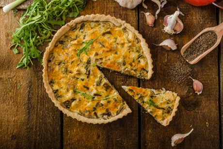 Quiche mit Speck-Champignon-Belag