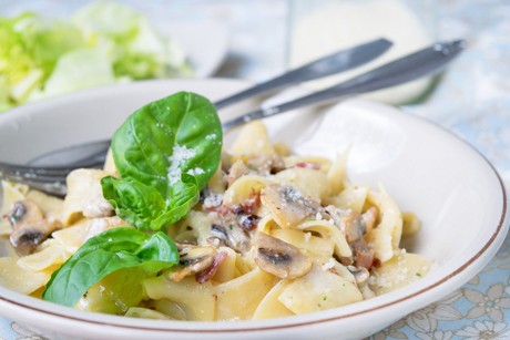 Bandnudeln mit Lauchsauce