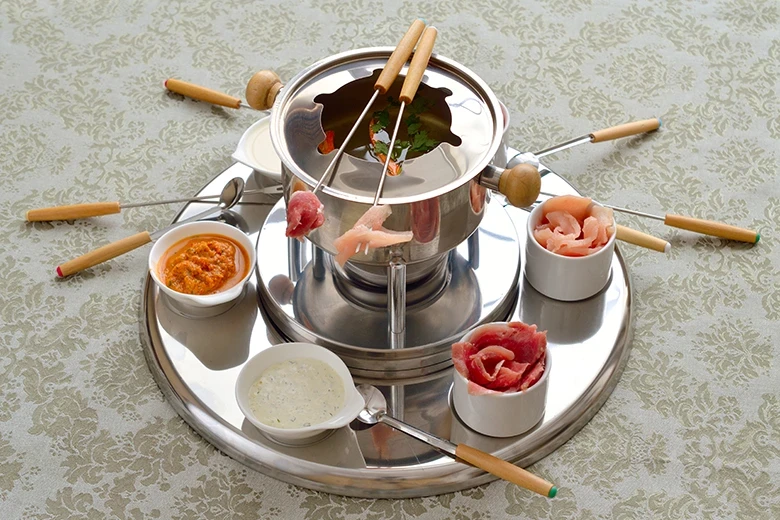 Fondue mit Rindsuppe
