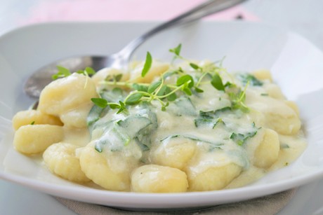 Selbstgemachte Gnocchi mit Sauerampfersauce
