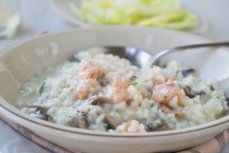 Pilzrisotto mit Lachs