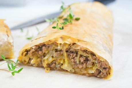 Sauerkrautstrudel mit Faschiertem