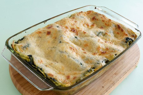 Spinatlasagne mit Schafskäse