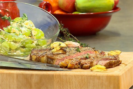 Rib Eye Steak mit Trauben-Linsen-Salat
