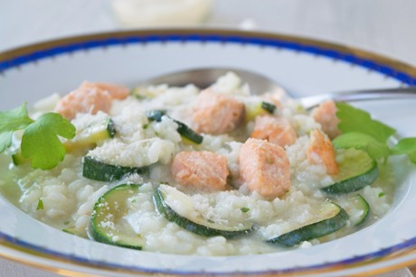 Zucchini Risotto mit Fisch