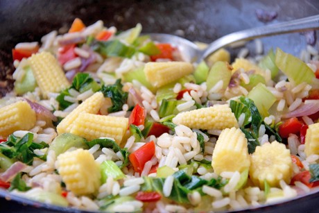 Gebratener Reis mit Pak Choi