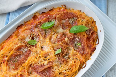 Nudelauflauf mit Salami