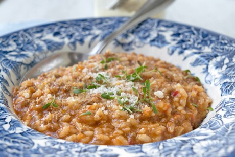 Paprika-Risotto mit Faschiertem