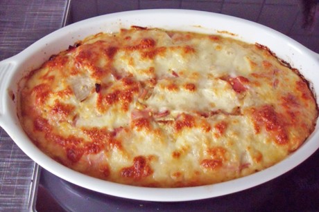 Überbackene Schinkenrollen