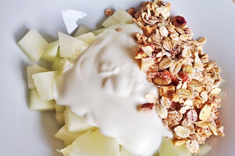 Joghurt auf Melone