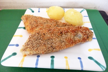 Panierter Zander mit Kartoffeln
