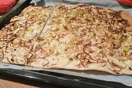 Flammkuchen mit Porree