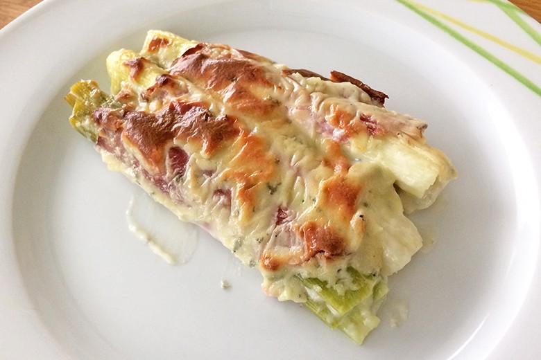 Überbackener Lauch