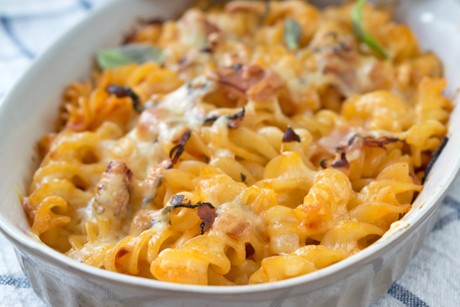 Nudelgratin mit Schinken