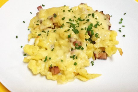 Dinkelspätzle mit Schinken und Käse