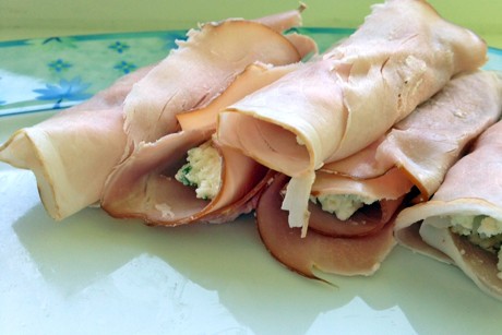 gefüllte Schinkenröllchen
