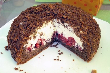 Maulwurfhügel mit Himbeeren