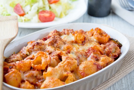Nudel-Tomaten-Auflauf mit Faschiertem