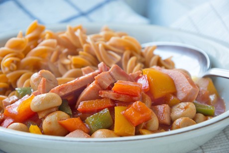 Leberkäse-Pilz-Pfanne