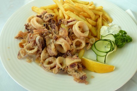 Tintenfischringe frittiert