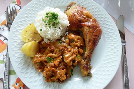 Hühnerkeulen mit Pilzen