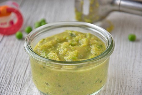 Lauch-Süßkartoffel-Erbsenbrei