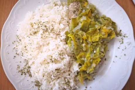 Lauchschnitzel