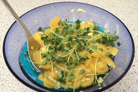 Kartoffelsalat mit Rettichsprossen