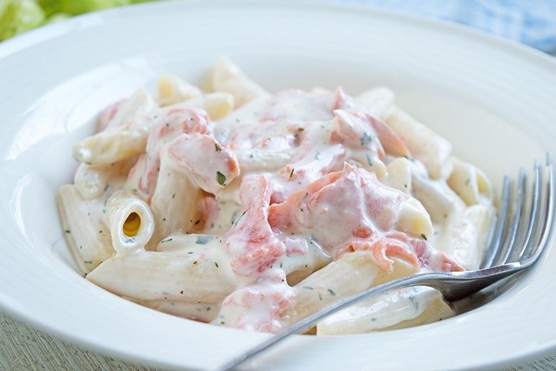 Penne mit Frischkäse-Räucherlachs