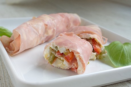 Schinkenröllchen mit Ei