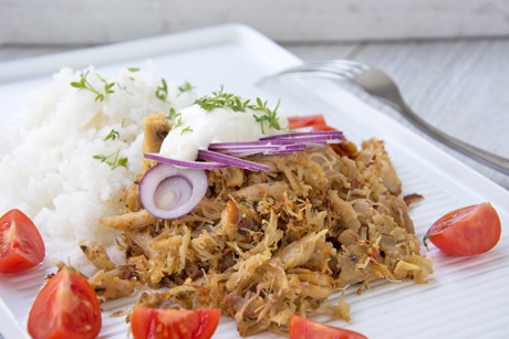 Pulled Chicken mit Reis