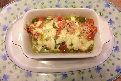 Polardorschfilet mit Pesto überbacken