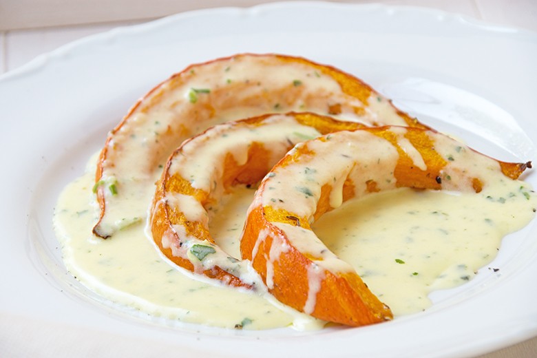 Kürbis mit Frischkäsesauce