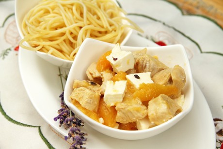 Pfirsich - Huhn mit Lavendel und Feta