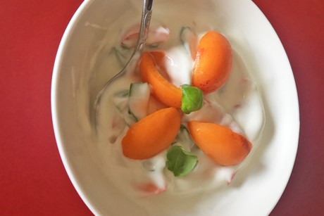 Marillen-Basilikum-Joghurt