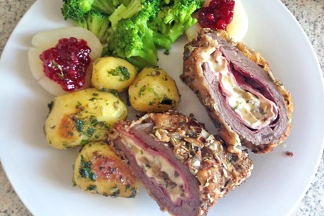 Cordon Bleu vom Hirsch in Kürbiskernpanade