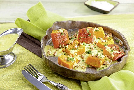 Gegrillter Kürbis mit Reis-Sauce