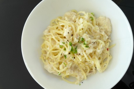 Pasta mit geräucherter Forelle
